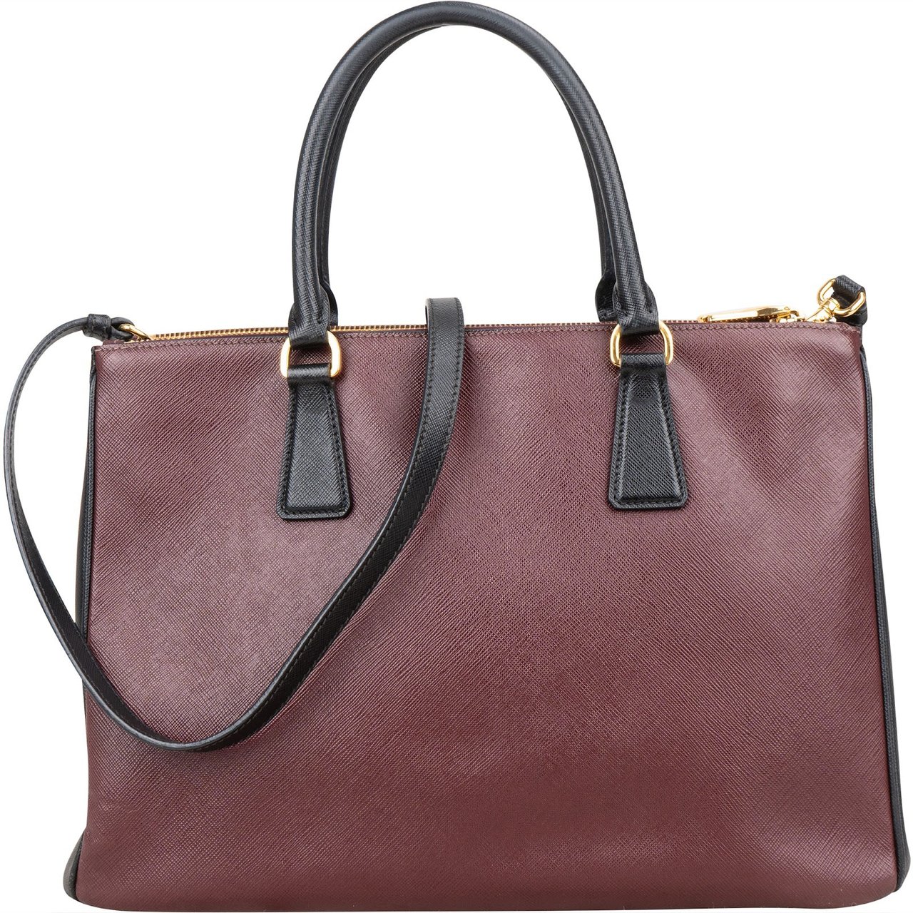 Prada Bicolor Saffiano Leather Galleria Handbag Zwart