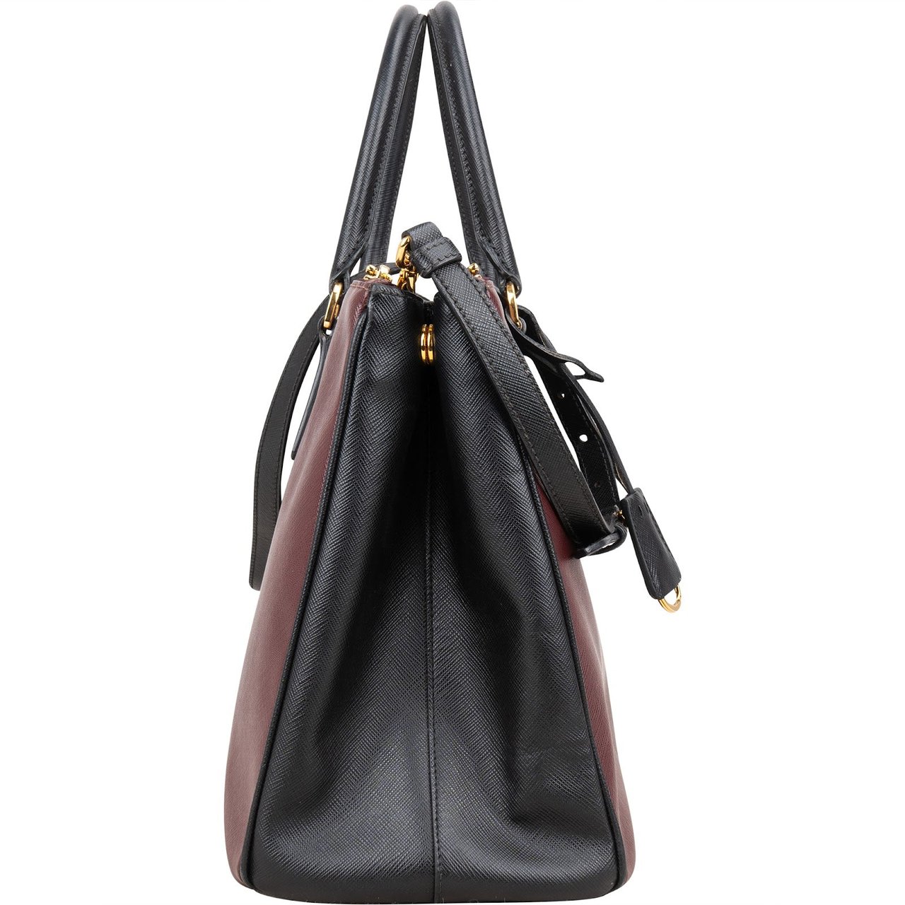 Prada Bicolor Saffiano Leather Galleria Handbag Zwart