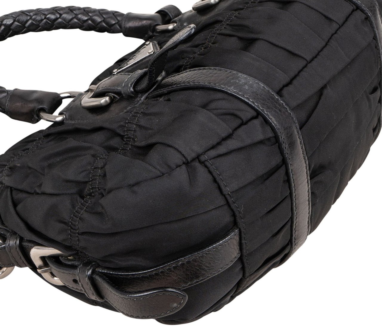 Prada Quilted Tessuto Gaufre Small Satchel Handbag Zwart