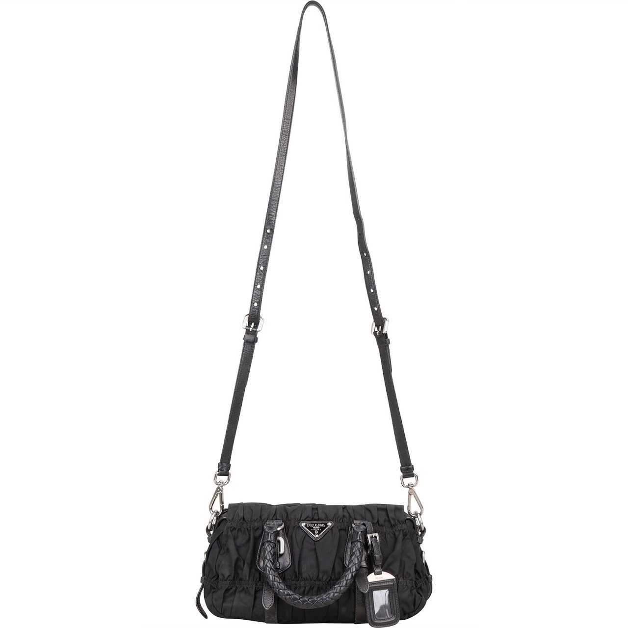 Prada Quilted Tessuto Gaufre Small Satchel Handbag Zwart
