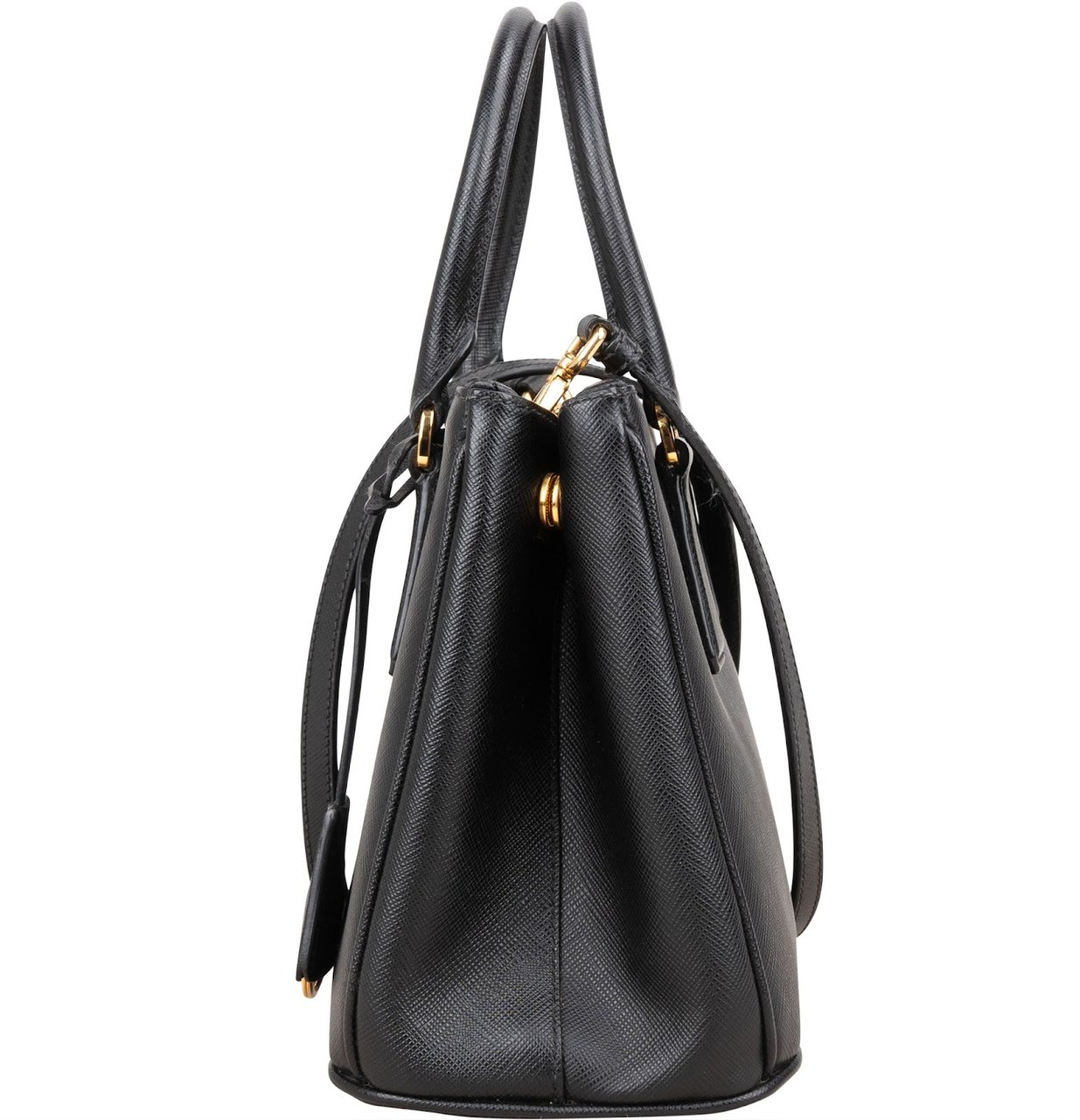 Prada Saffiano Leather Small Galleria Double ZIP Handbag Zwart