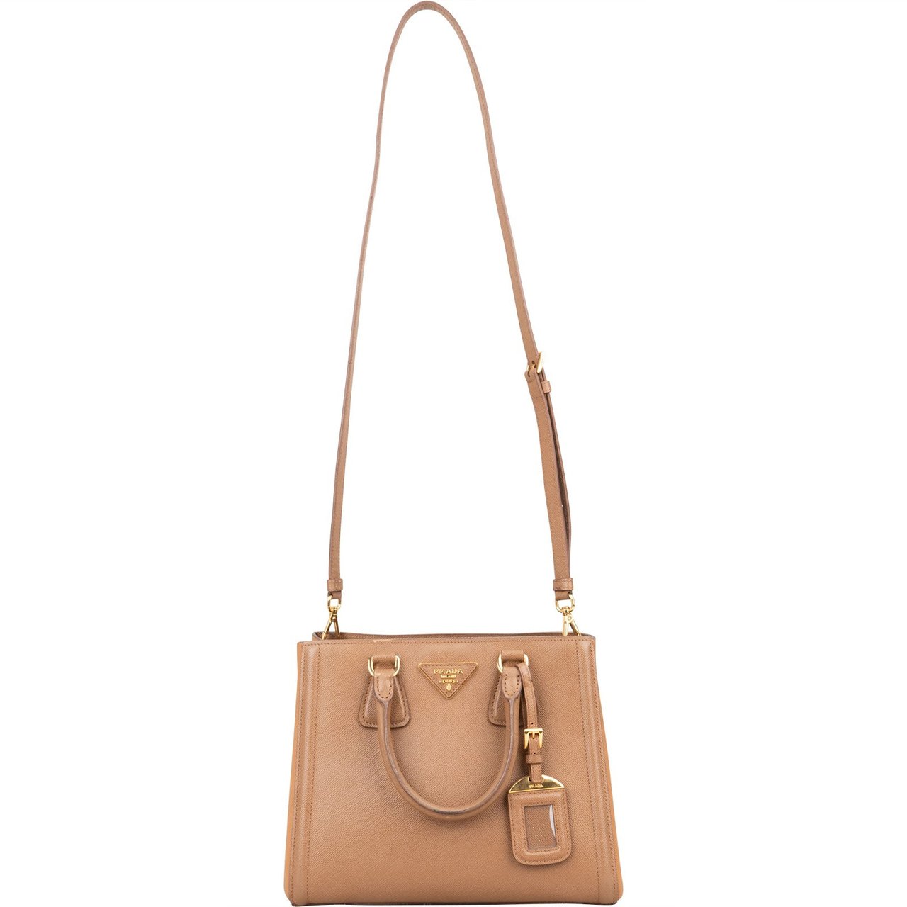 Prada Saffiano Leather Small Galleria Handbag Beige