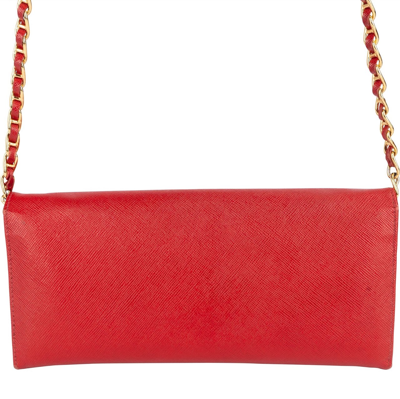 Prada Saffiano Leather Wallet On Chain Crossbody Bag Rood