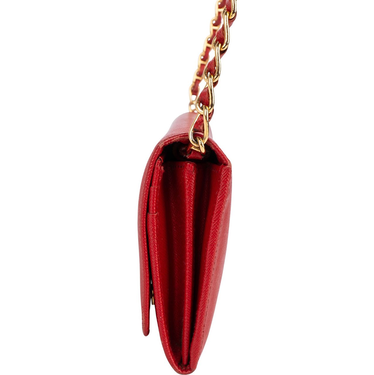 Prada Saffiano Leather Wallet On Chain Crossbody Bag Rood