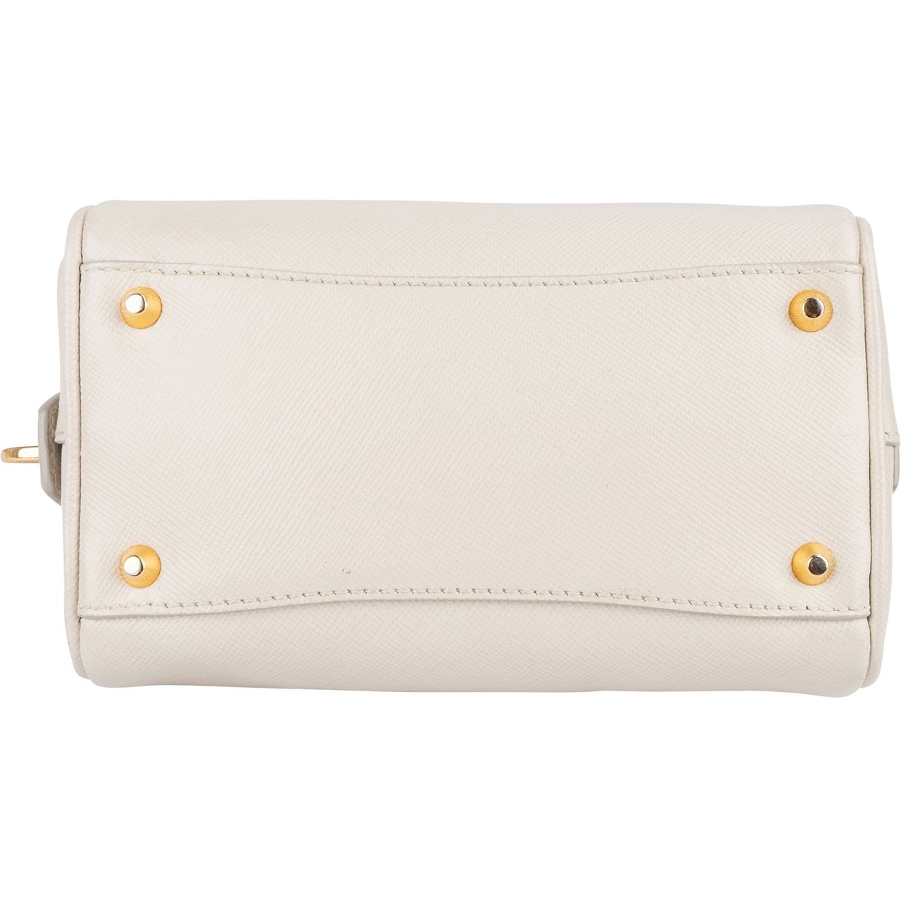 Prada Saffiano Leather Mini Bowling Crossbody Handbag Wit