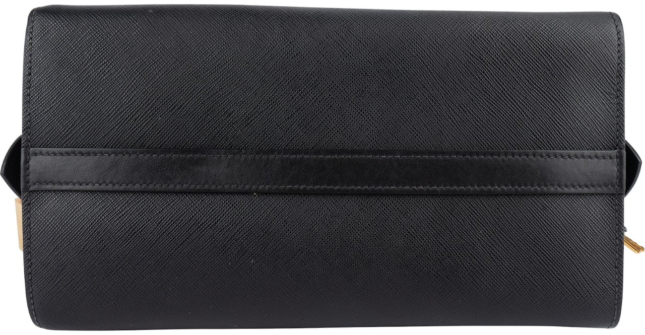 Prada Saffiano City Calf Leather Esplanade Handbag Zwart