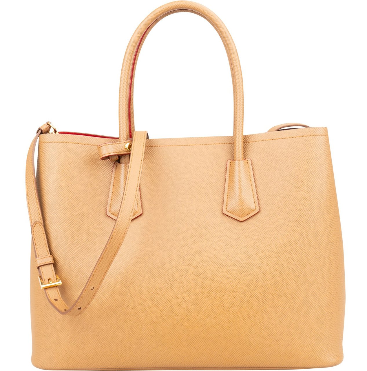 Prada Saffiano Leather Double Handbag Beige