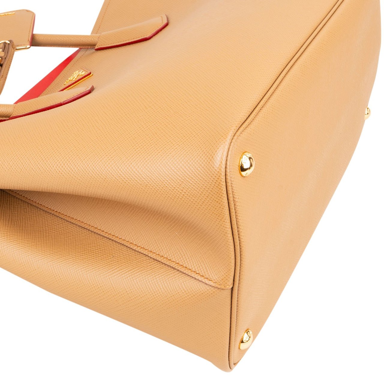 Prada Saffiano Leather Double Handbag Beige