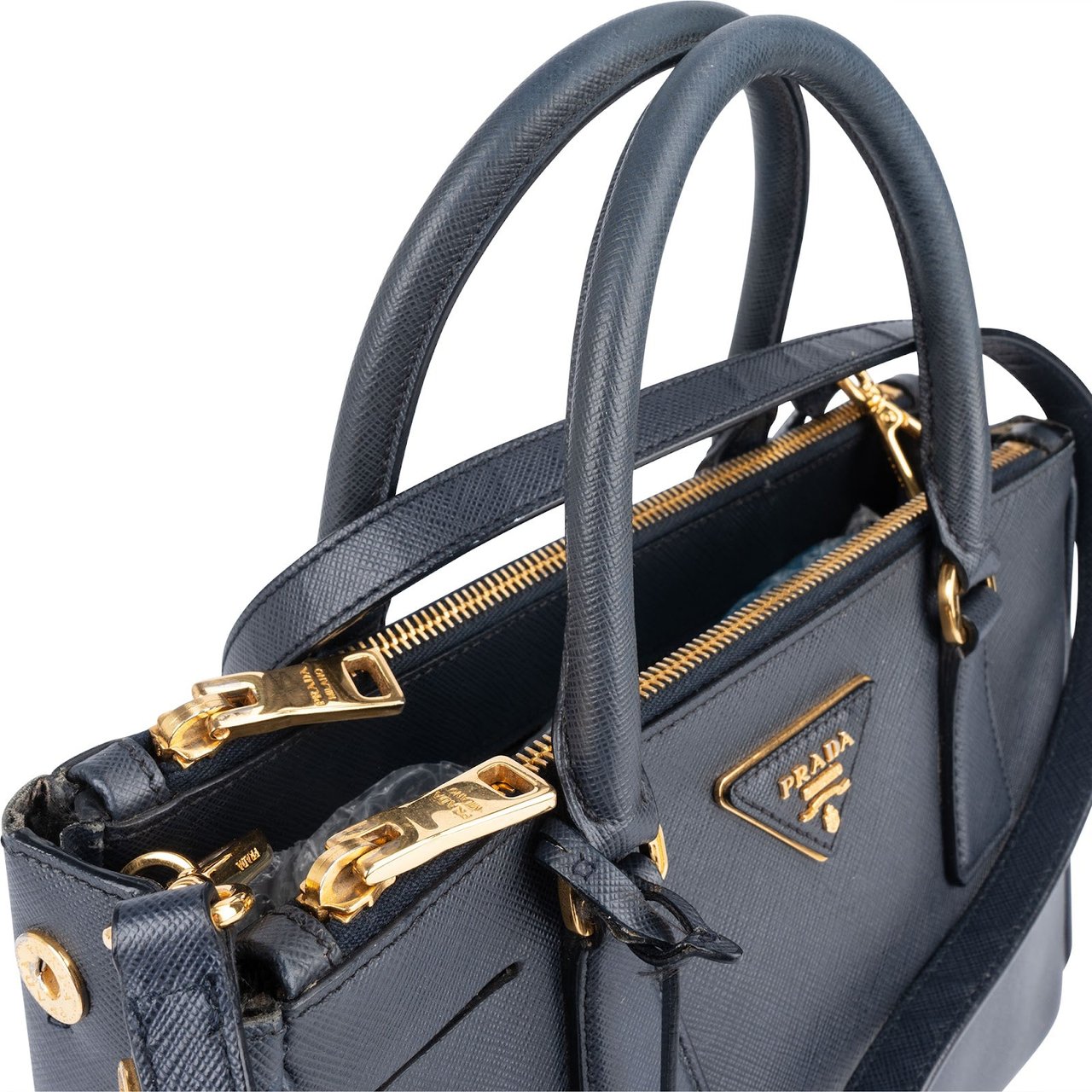 Prada Saffiano Leather Galleria Handbag Navy