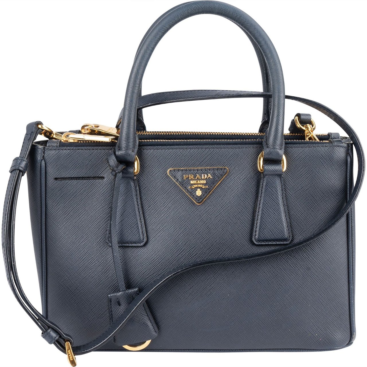 Prada Saffiano Leather Galleria Handbag Navy