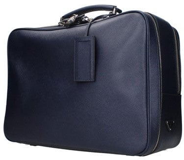 Prada Prada Men Blue Leather Travel Bag Dierenprint