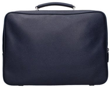 Prada Prada Men Blue Leather Travel Bag Dierenprint