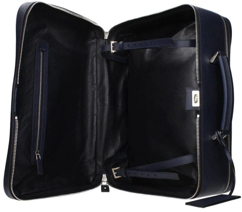 Prada Prada Men Blue Leather Travel Bag Dierenprint
