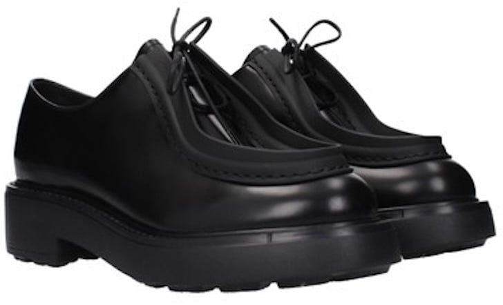 Prada Prada Black Leather Oxfords And Derbies Zwart