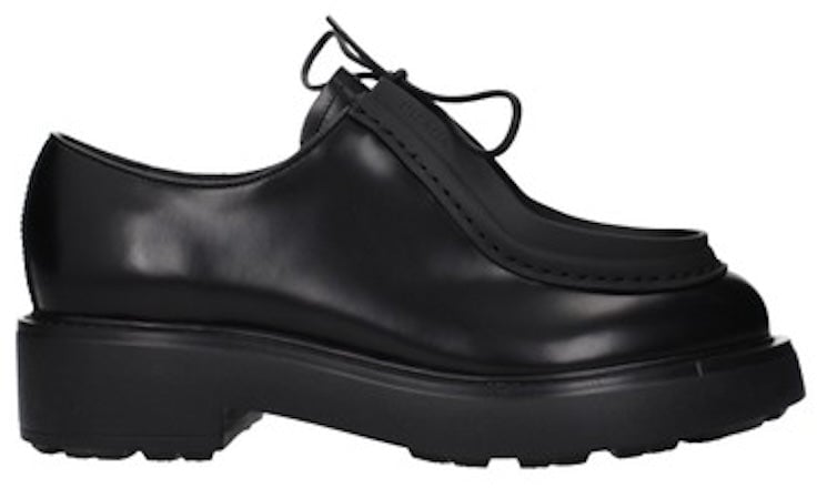 Prada Prada Black Leather Oxfords And Derbies Zwart