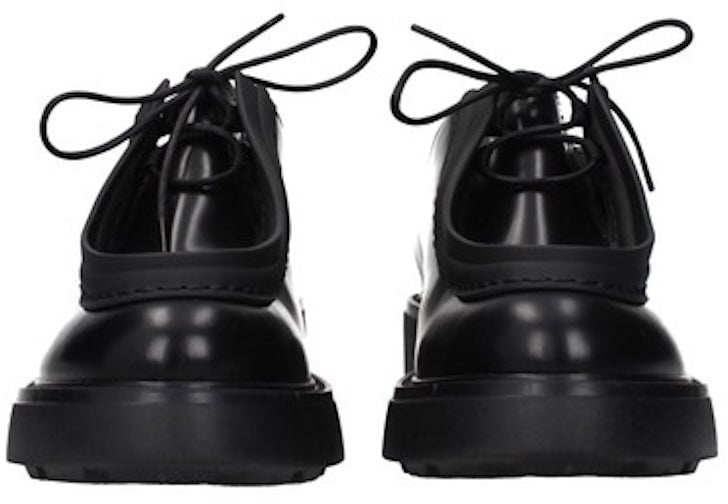 Prada Prada Black Leather Oxfords And Derbies Zwart