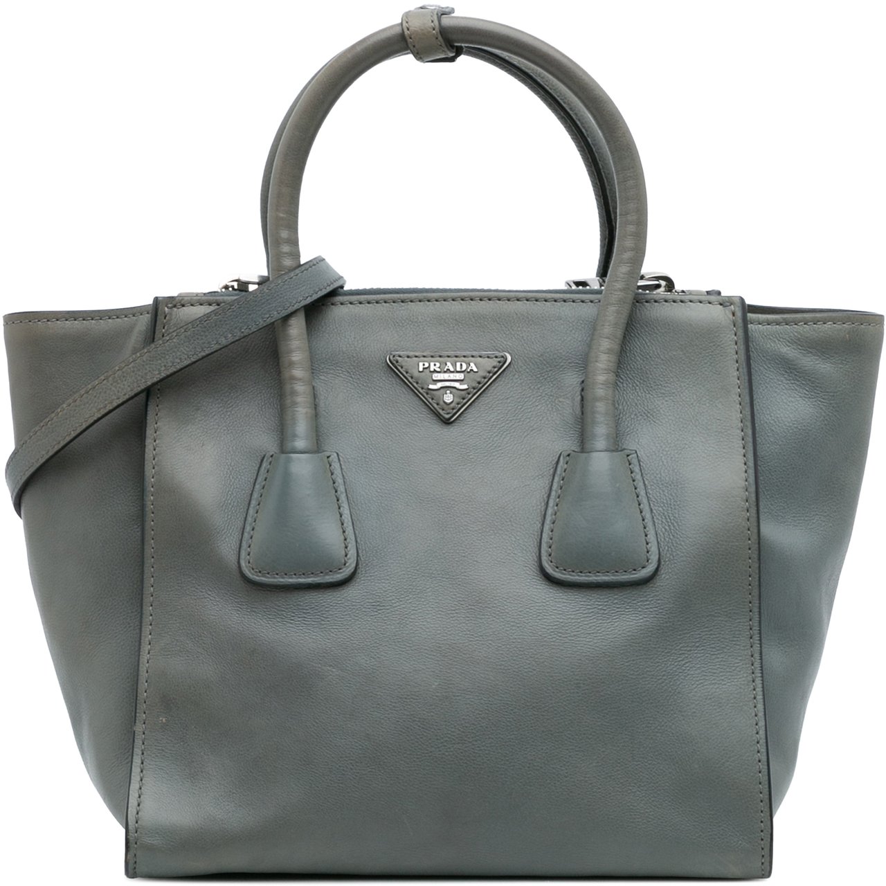 Prada Glace Calf Twin Pocket Satchel Grijs