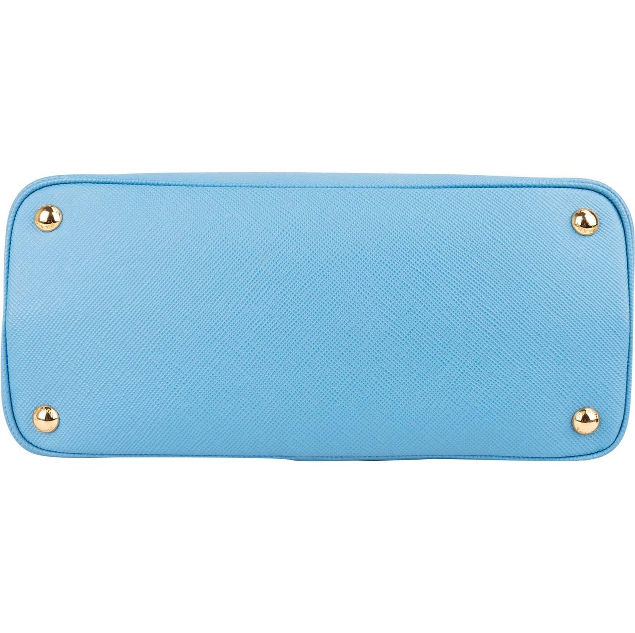 Prada Saffiano Leather Small Double Handbag Lichtblauw