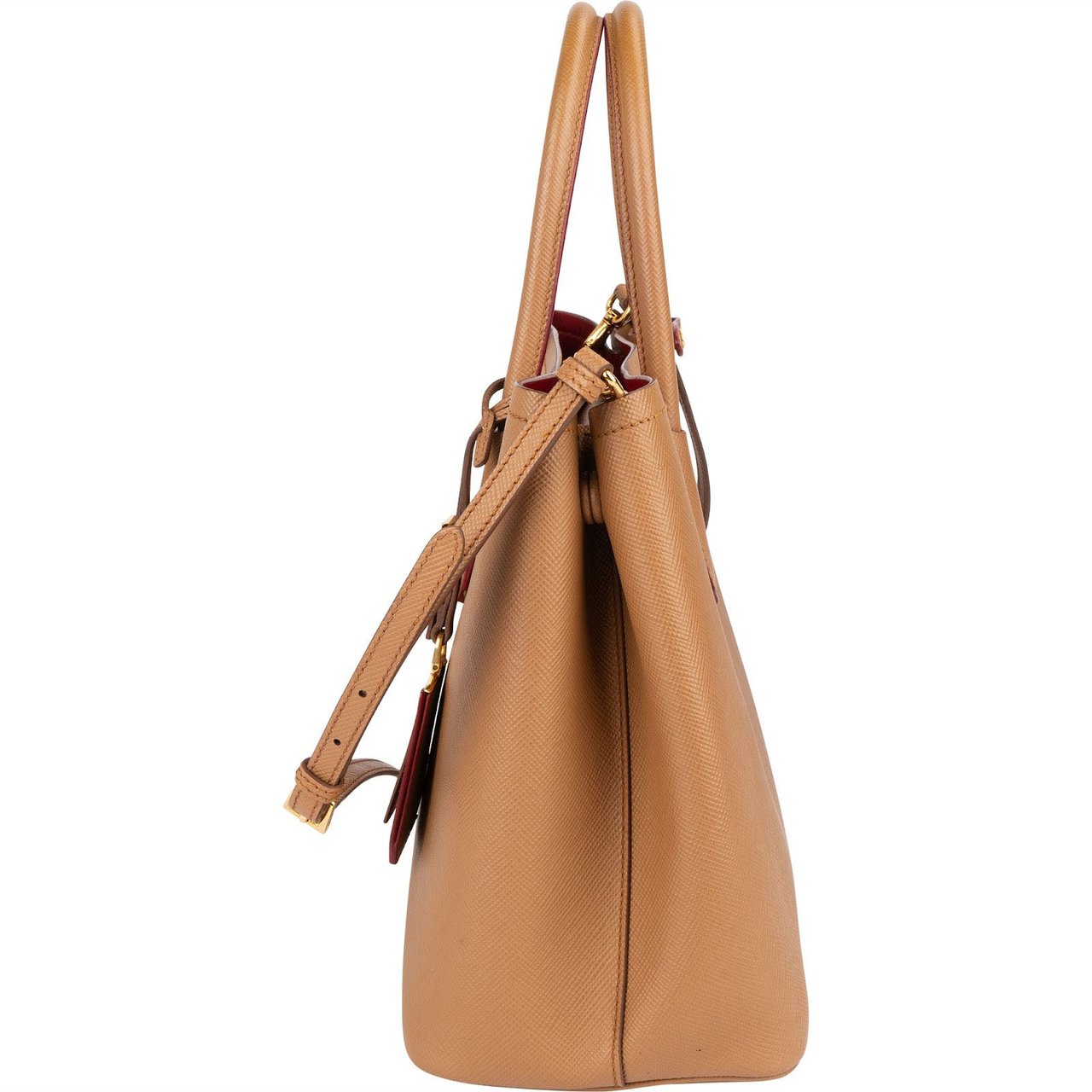Prada Saffiano Leather Double Handbag Beige