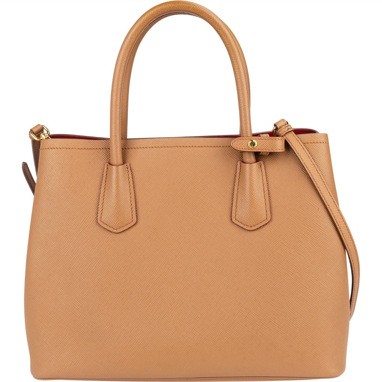 Prada Saffiano Leather Double Handbag Beige