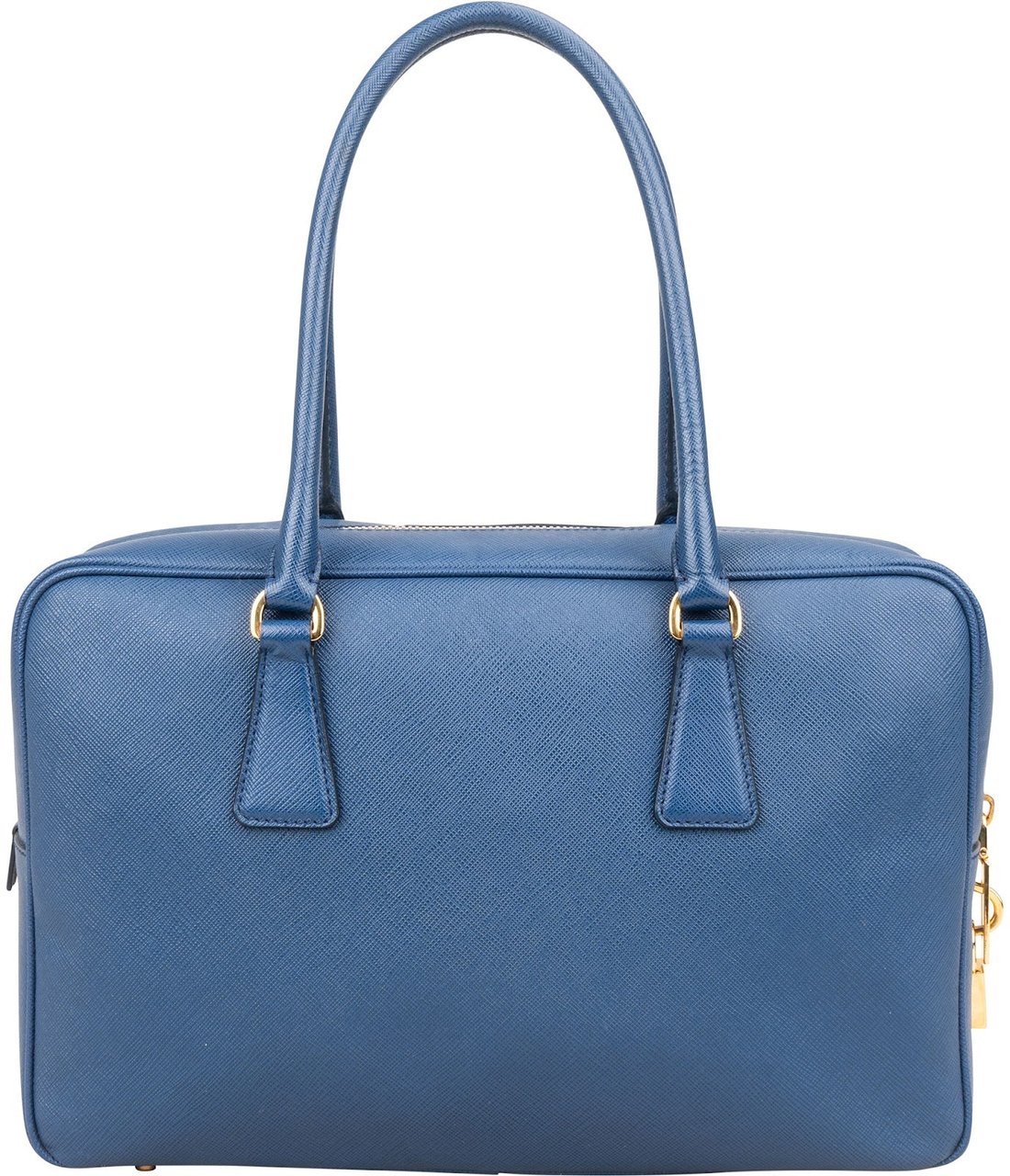 Prada Saffiano Leather Bauletto Satchel Handbag Blauw