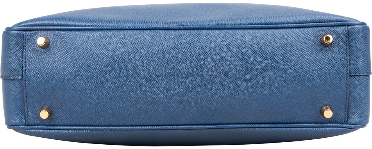 Prada Saffiano Leather Bauletto Satchel Handbag Blauw