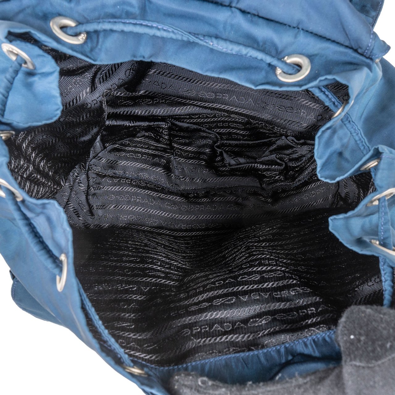 Prada Prada Nylon Triangle Backpack Blauw