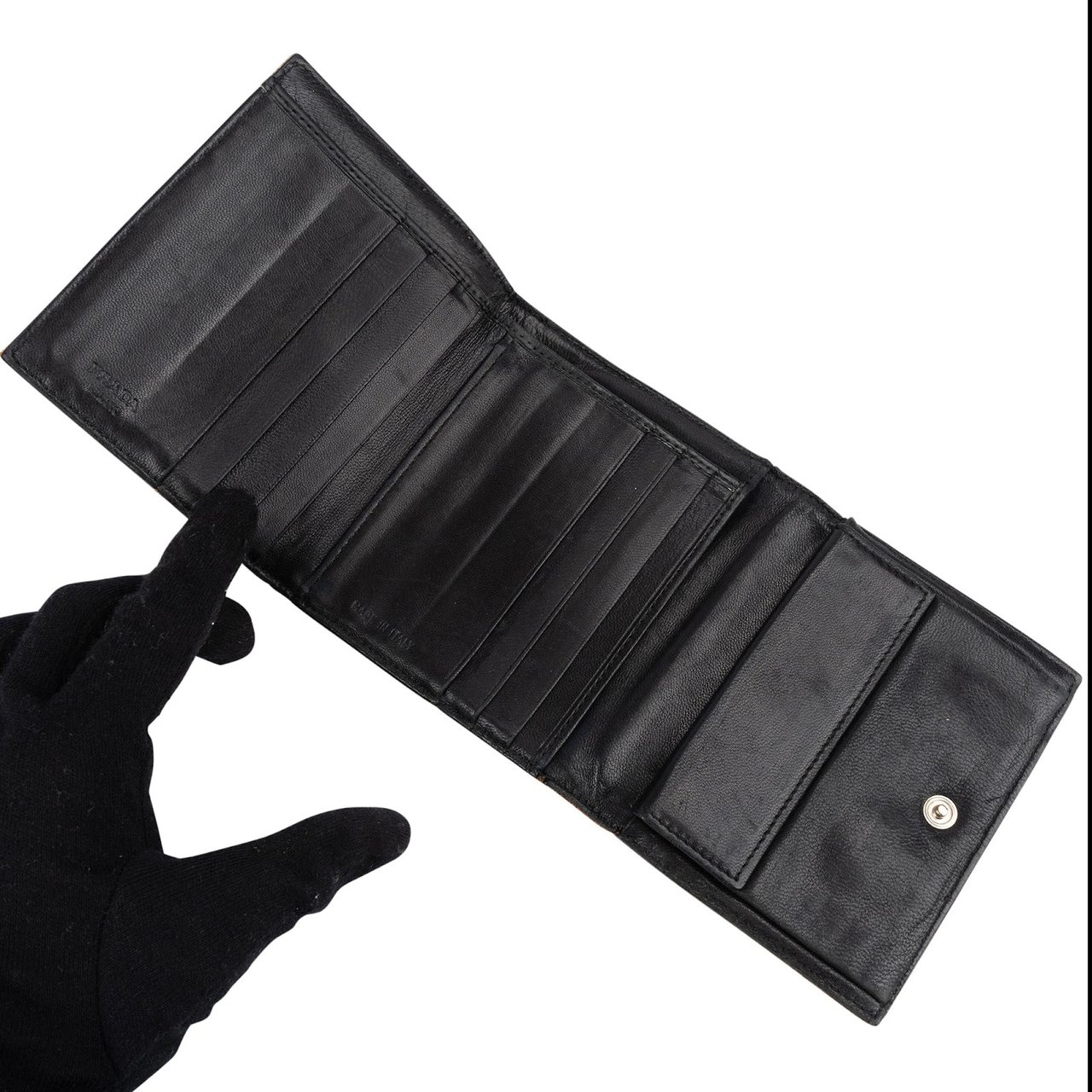Prada Prada Lizard Leather Triangle Bifold Wallet Bruin