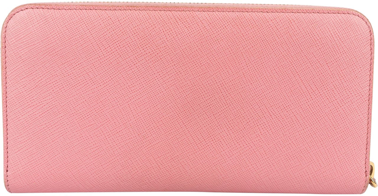 Prada Saffiano Leather Zip Around Wallet Rood
