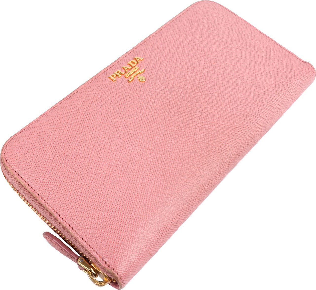 Prada Saffiano Leather Zip Around Wallet Rood
