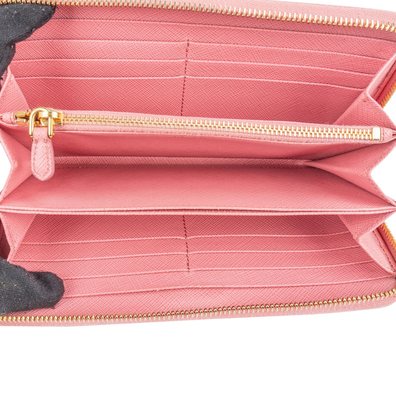 Prada Saffiano Leather Zip Around Wallet Rood