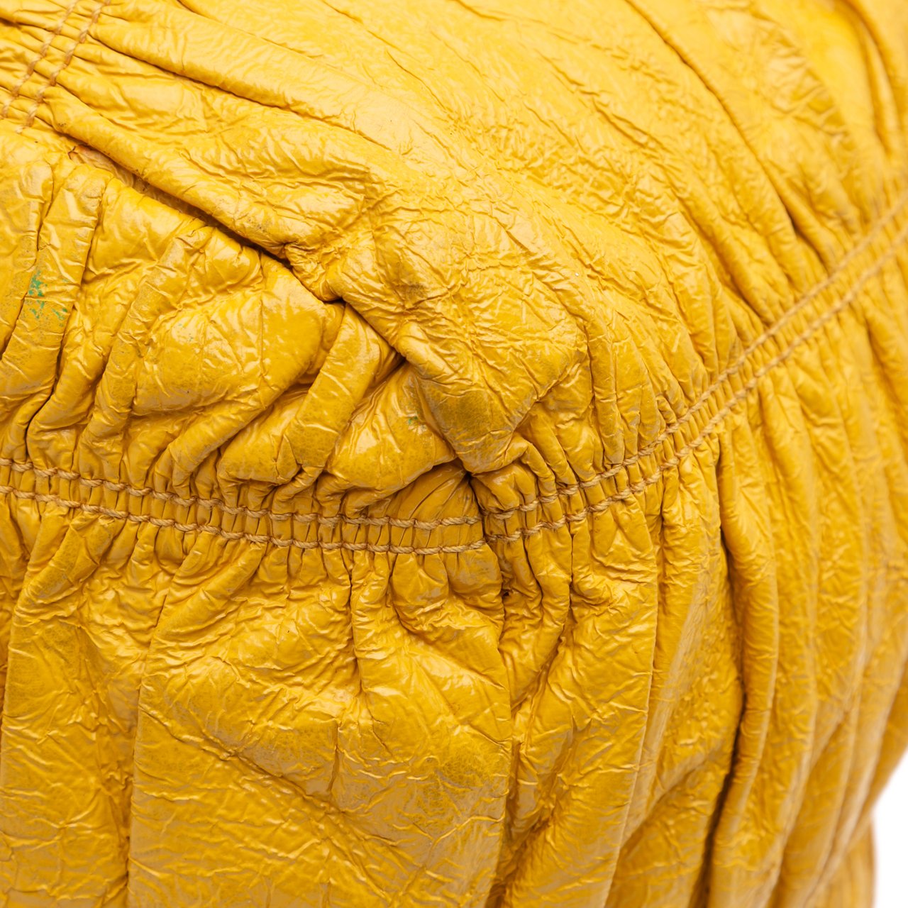 Prada Vernice Gaufre Chain Tote Geel