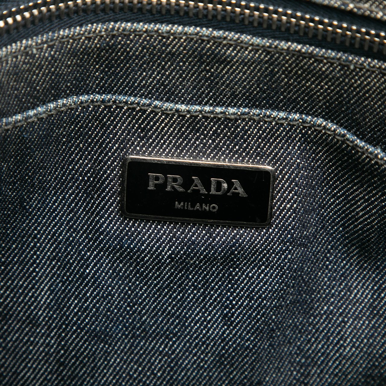 Prada Small Denim Canapa Bijoux and Grommet Satchel Blauw