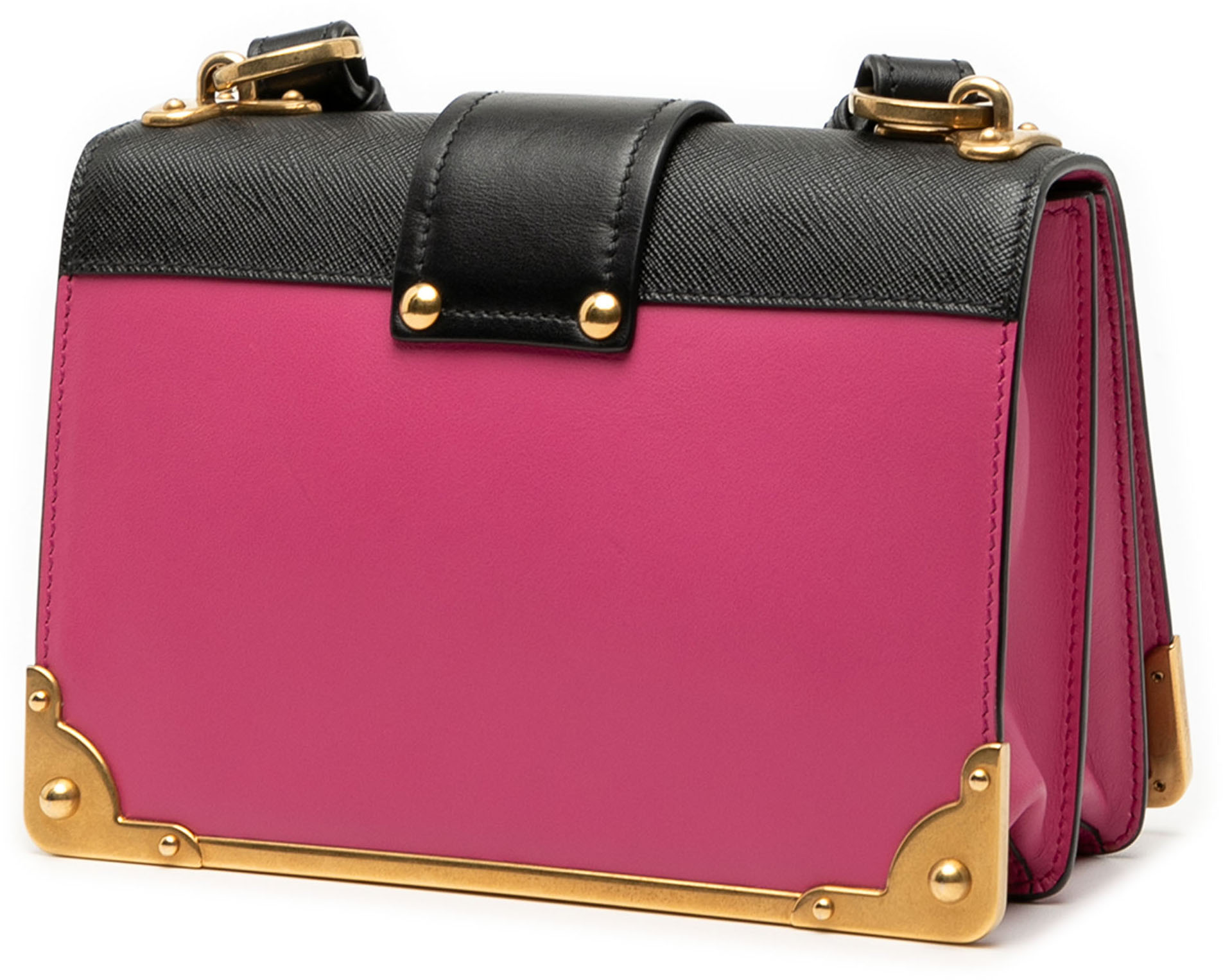 Prada Saffiano Trimmed City Calf Cahier Crossbody Roze