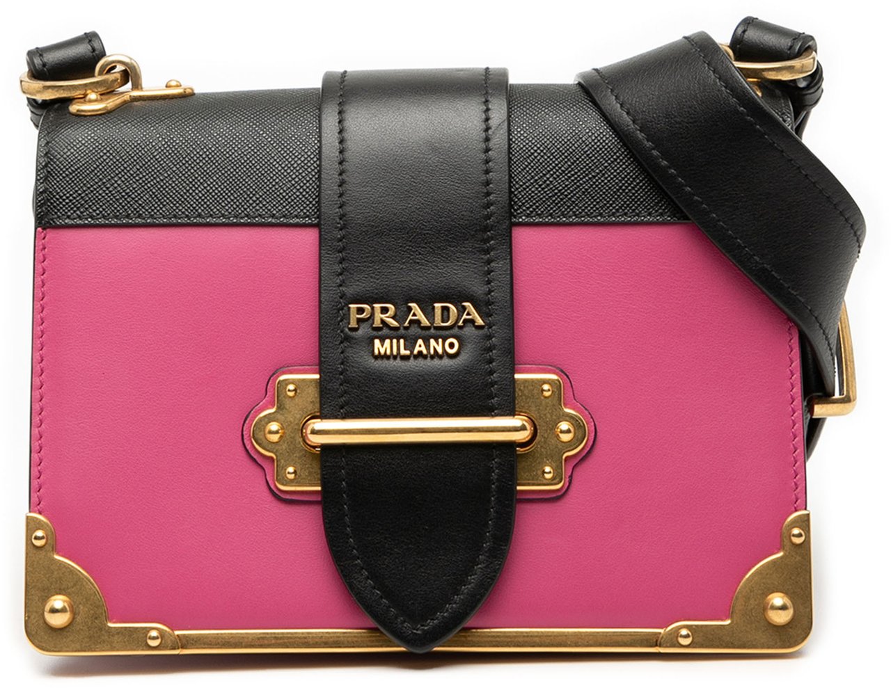 Prada Saffiano Trimmed City Calf Cahier Crossbody Roze