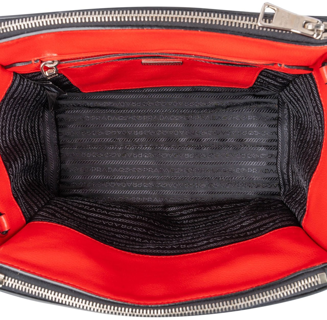 Prada Calf Leather Animal Hair Bibliothèque Handbag Zwart