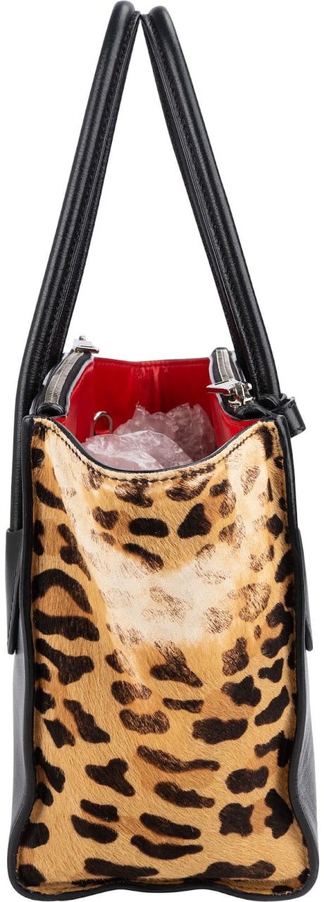 Prada Calf Leather Animal Hair Bibliothèque Handbag Zwart