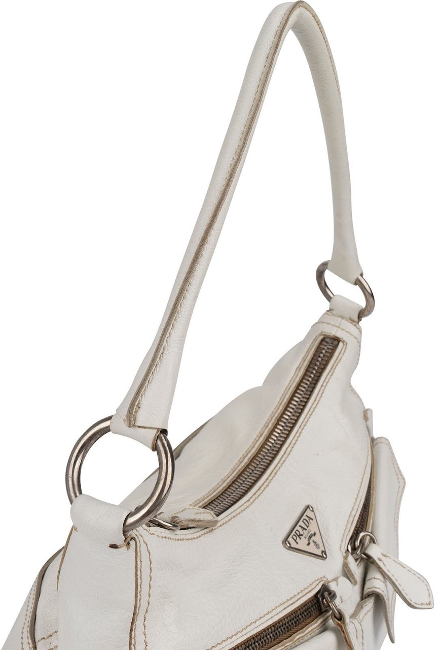 Prada Leather Double Pocket Triangle Shoulder Bag Wit