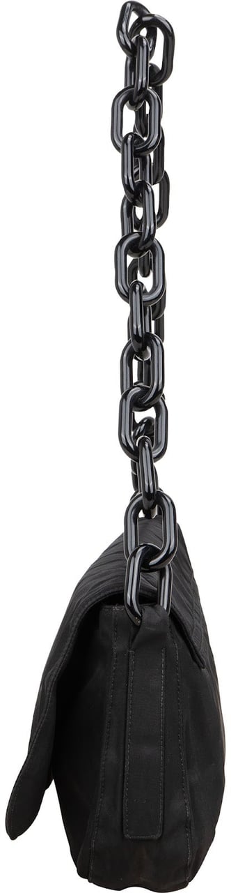 Prada Nero Tessuto Plastic Chain Shoulder Bag Zwart