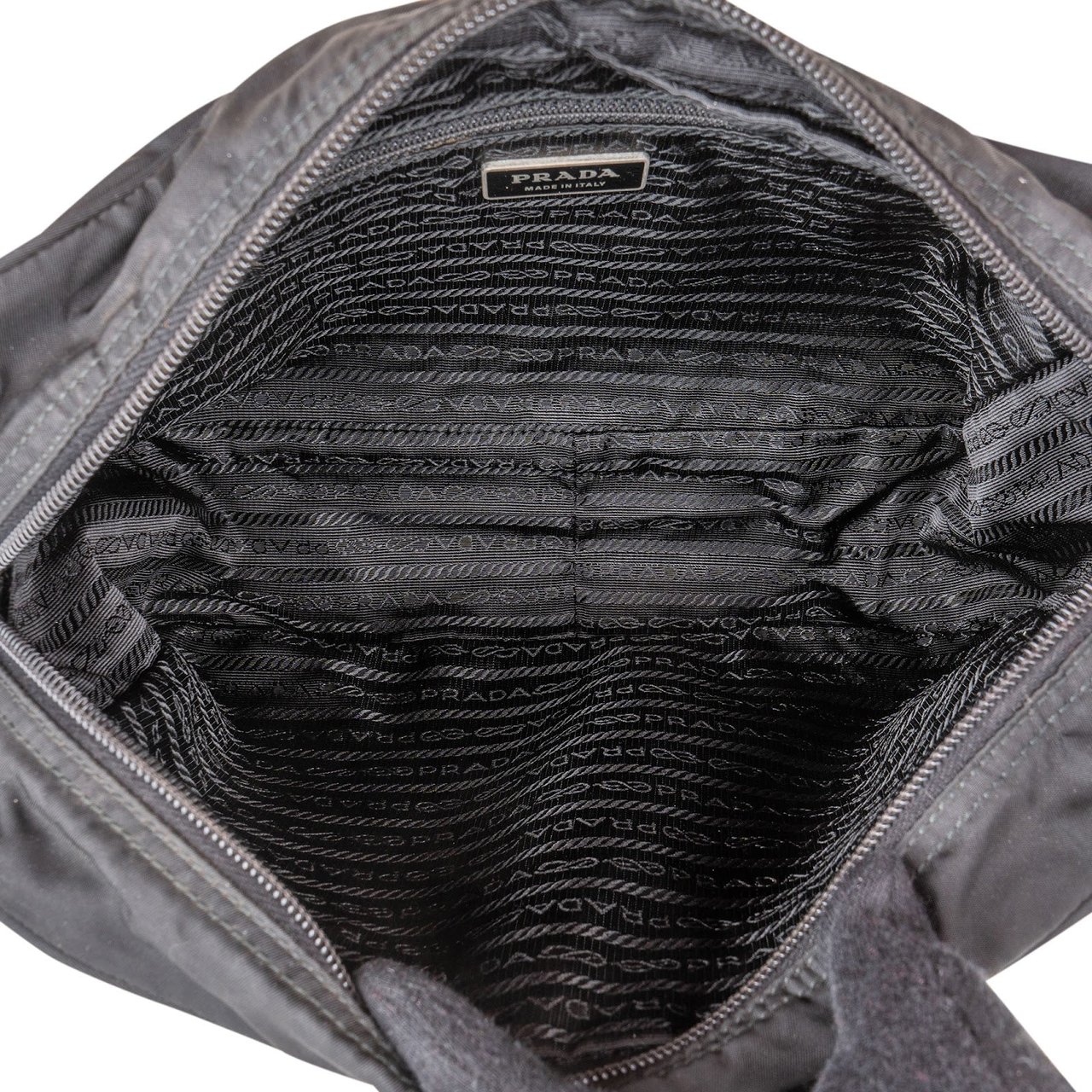 Prada Prada Nylon Triangle Messenger Crossbody Bag Zwart
