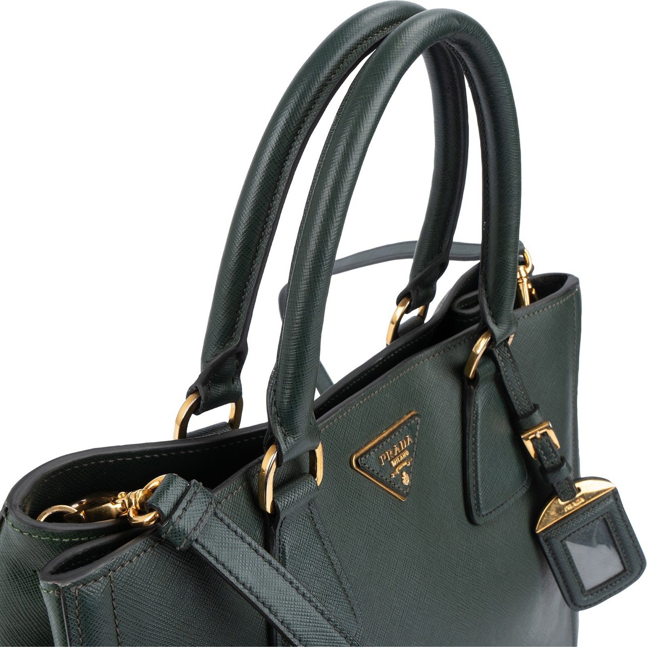 Prada Prada Saffiano Leather Lux Galleria Handbag Donkergroen