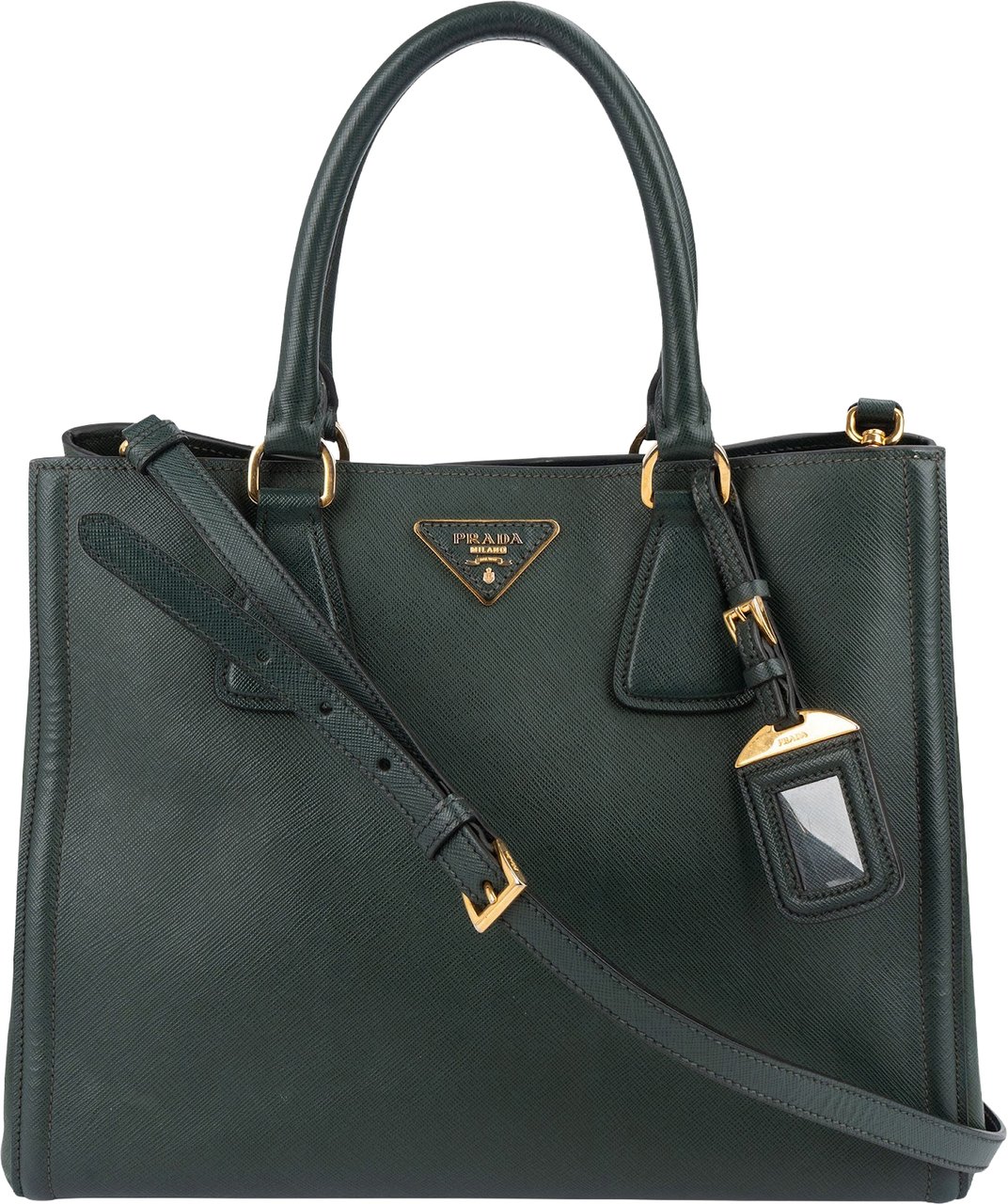 Prada Prada Saffiano Leather Lux Galleria Handbag Donkergroen