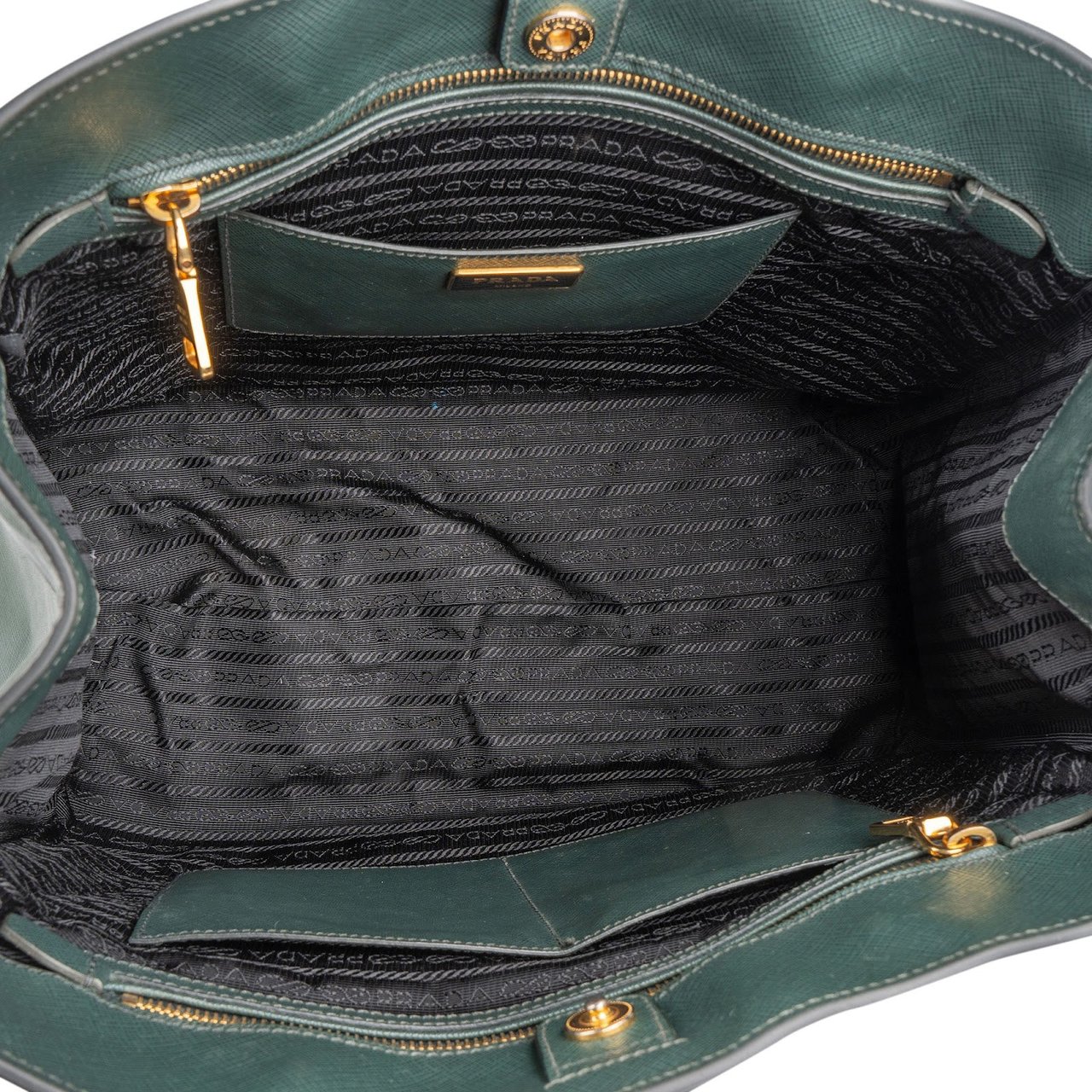 Prada Prada Saffiano Leather Lux Galleria Handbag Donkergroen