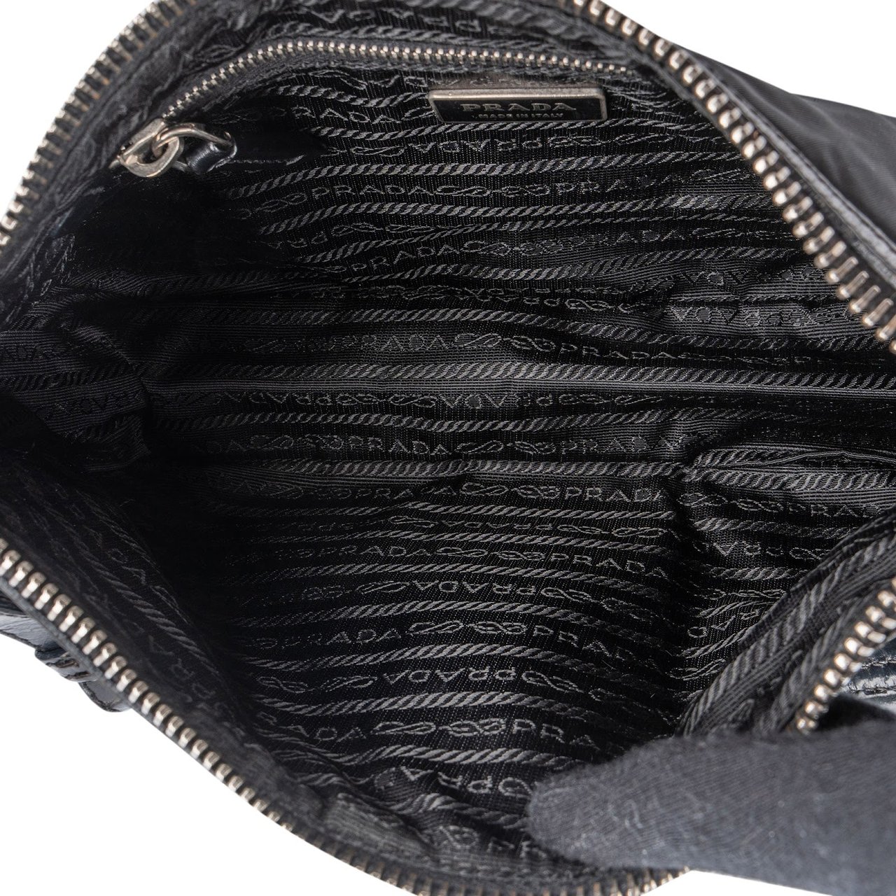 Prada Prada Tessuto Leather Shoulder Bag Zwart