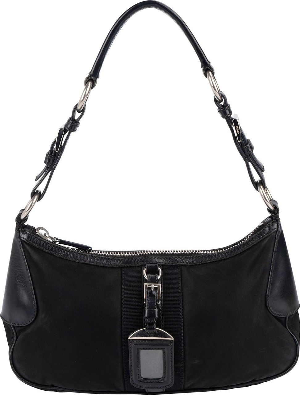 Prada Prada Tessuto Leather Shoulder Bag Zwart
