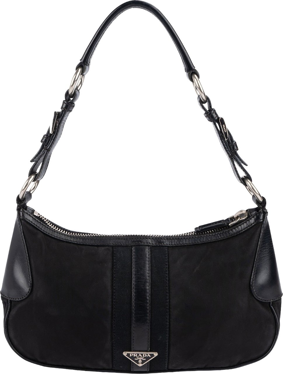 Prada Prada Tessuto Leather Shoulder Bag Zwart