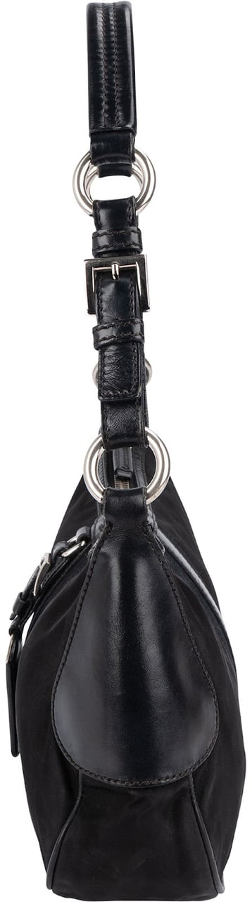 Prada Prada Tessuto Leather Shoulder Bag Zwart