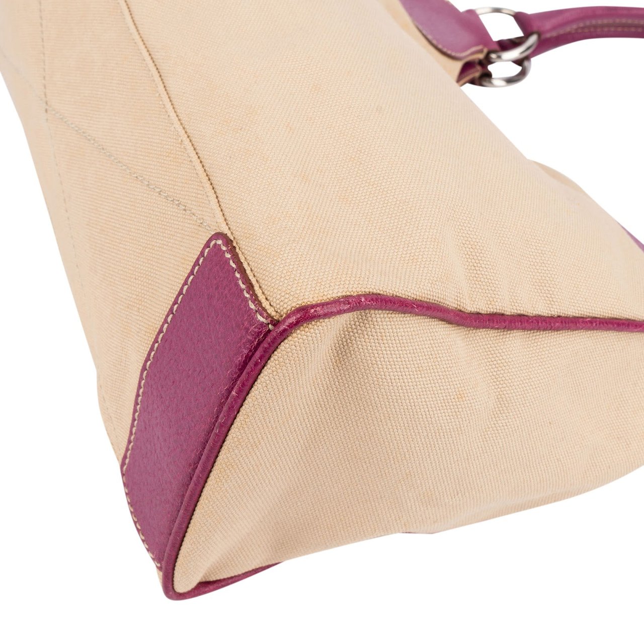 Prada Leather Semitracolla Triangle Shoulder Bag Beige