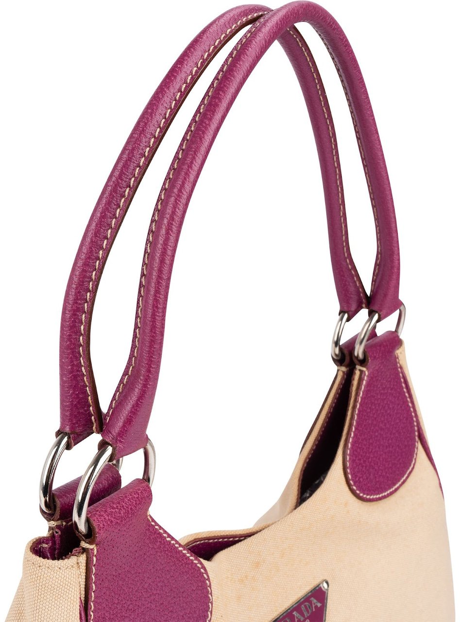 Prada Leather Semitracolla Triangle Shoulder Bag Beige