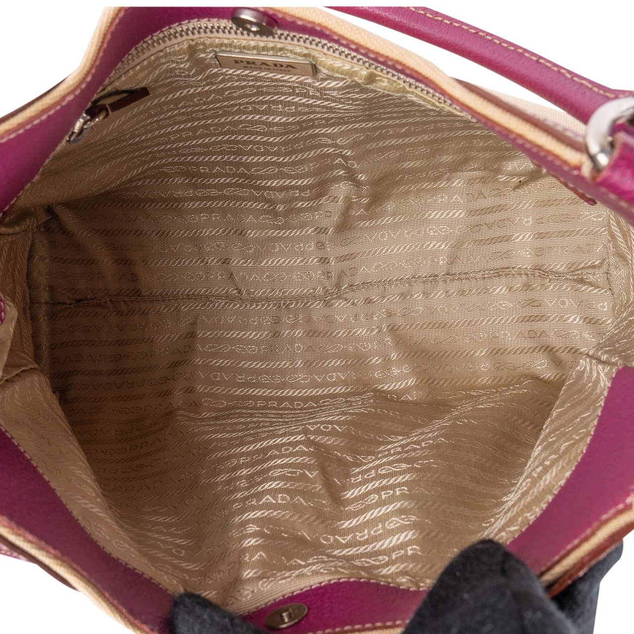 Prada Leather Semitracolla Triangle Shoulder Bag Beige